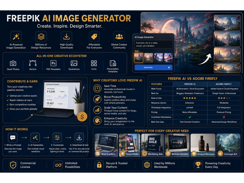Freepik AI Image Generator Review: Features, Contributor Guide & Adobe Firefly Comparison